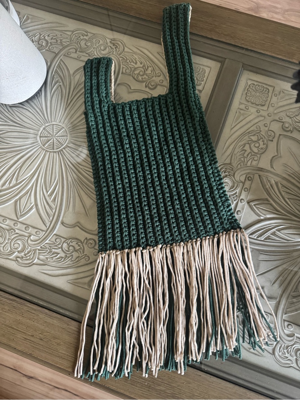 Bonita Bolso Handmade Green Crochet Fringe Bag by Yvonne